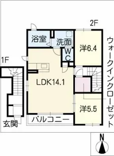 ユートピア東山C棟【2階】の間取り