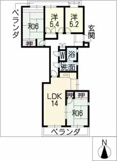 エスポア名東407号【4階】の間取り