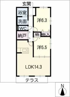 フローラツタ【1階】の間取り