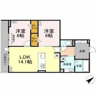 グレイスガーデン赤渋【2階】の間取り