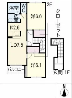 カーサ フェリーチェ【2階】の間取り
