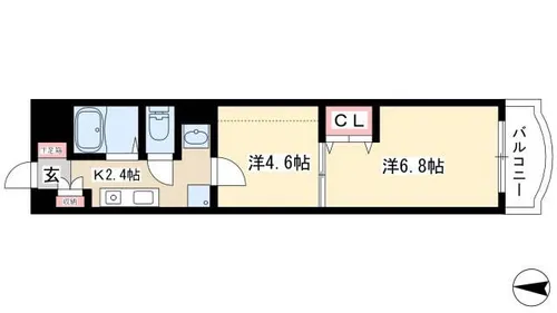 ヒルズ辨天【3階】の間取り