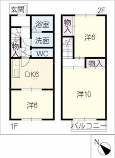 愛知県一宮市高畑町2丁目【タウンハウス】の間取り