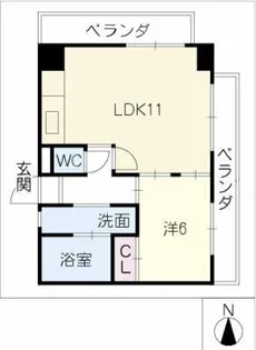 グリーンコーポ富士見204号室【2階】の間取り