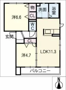 サングレイスA【1階】の間取り
