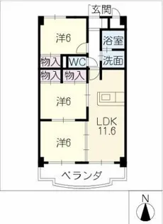 パークサイド琵琶里【3階】の間取り