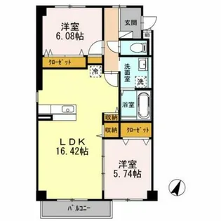 サニーイースト生駒【3階】の間取り