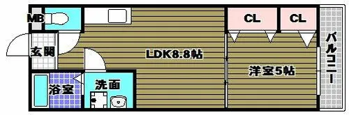 フローラ河内長野【2階】の間取り