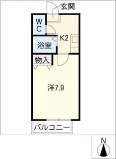 シングル小向A棟【2階】の間取り