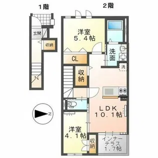 リヴェール中今里【2階】の間取り