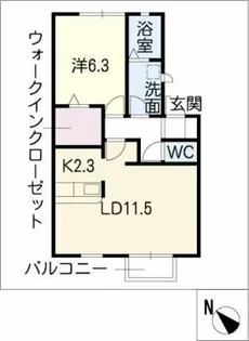 ピュア江南【1階】の間取り
