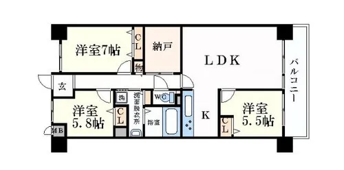 キャッスルコート田寺【6階】の間取り