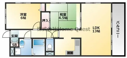 イングランドアヴェニュー1番館【4階】の間取り