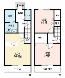 愛知県岡崎市明大寺町字大圦【タウンハウス】の間取り