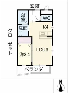 ラ・ぺジブル【1階】の間取り