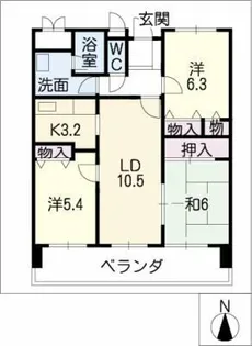 クレスト石川橋【2階】の間取り