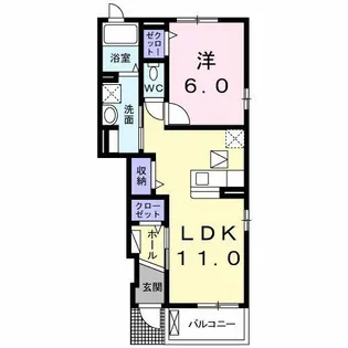 エレガント茱萸木【1階】の間取り