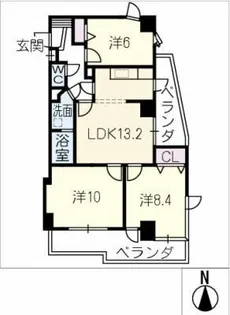 アメニティ東桜【6階】の間取り