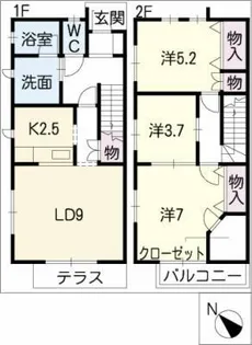 愛知県豊田市東山町2丁目【タウンハウス】の間取り