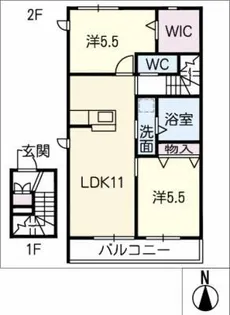 ヘーベルメゾン法華【2階】の間取り