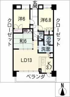 ロイヤルクレスト浅間町1302号【13階】の間取り