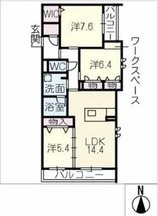 シャーメゾングルース【1階】の間取り