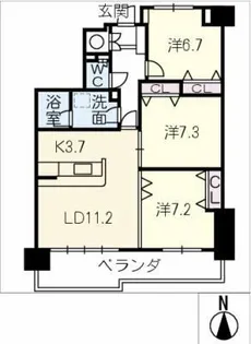 中央マンション上地113号室【1階】の間取り