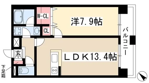 ベルファース川原通【14階】の間取り