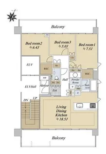 パークスタイルエクセオ【3階】の間取り