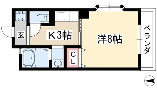 1Kの間取り画像