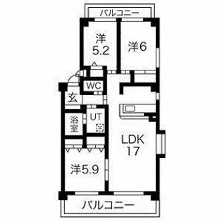 グリーンタウン宮地B棟【3階】の間取り