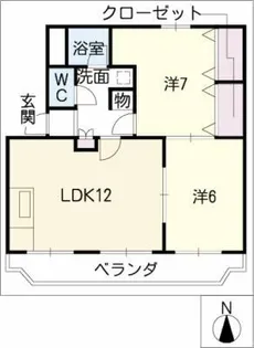 花の木農住竹花ハイツ【2階】の間取り