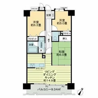 ライオンズマンション一社東【2階】の間取り