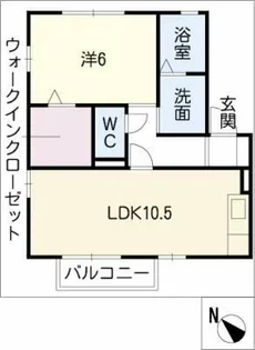 パルティール大高B棟【1階】の間取り