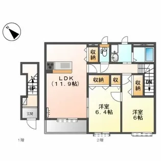 キャトルセゾン【2階】の間取り