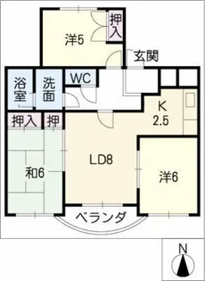 フラッツ本城【2階】の間取り