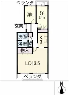 ヴィルヌーヴ【4階】の間取り
