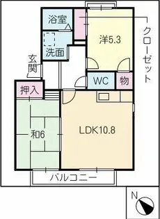 エヴァグリーンハウスB棟【1階】の間取り