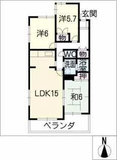 御器所サンハイツ 1201号室【12階】の間取り