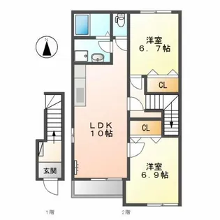 ソレイユN【2階】の間取り