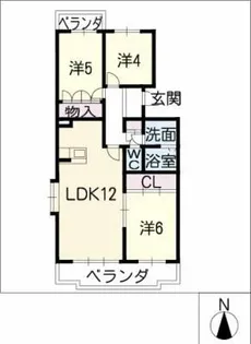 グリーンヒル東新E【1階】の間取り