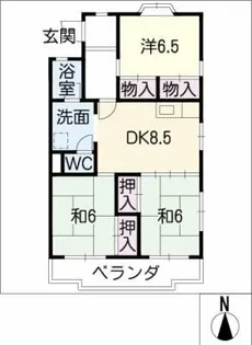 氏神前ヤマチハイツ【3階】の間取り