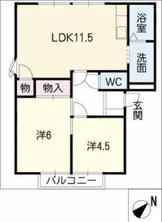 おーくたうん長久手 A棟【1階】の間取り