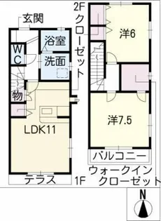 愛知県名古屋市名東区若葉台【タウンハウス】の間取り