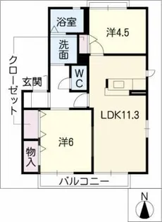エスポワール大山【1階】の間取り