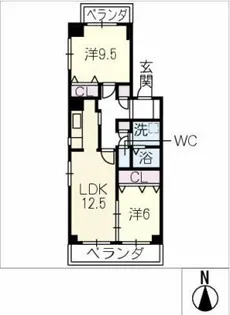 ライフク猪高台【2階】の間取り