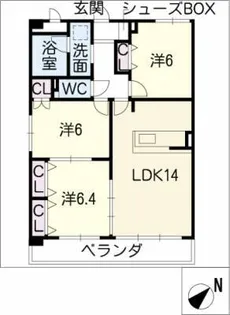 パークヒル上社【1階】の間取り