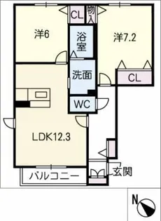 エステート浜尾【1階】の間取り