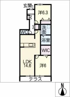 レジデンス香流【1階】の間取り