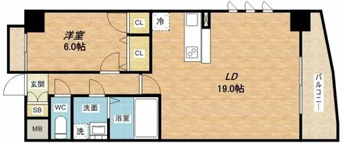 セレッソコート上本町EAST【4階】の間取り